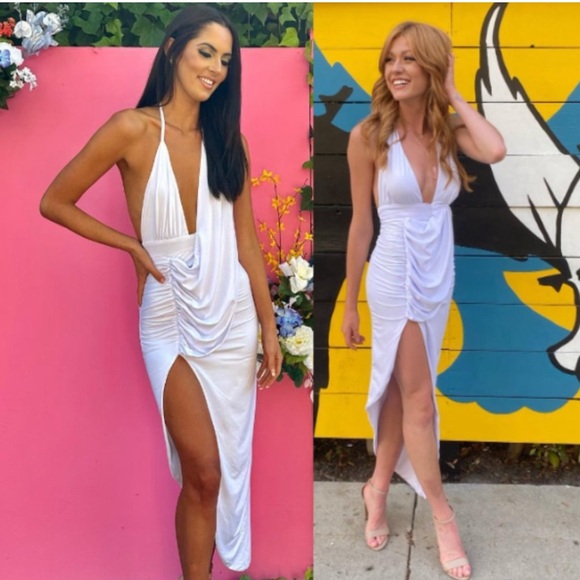 NWT superdown Revolve Mia Drape Slit Dress in White size XS - Picture 1 of 7